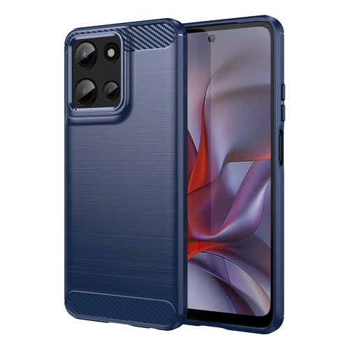 Moto G 2025 Carbon Fiber Brushed Texture TPU Phone Case - Blue